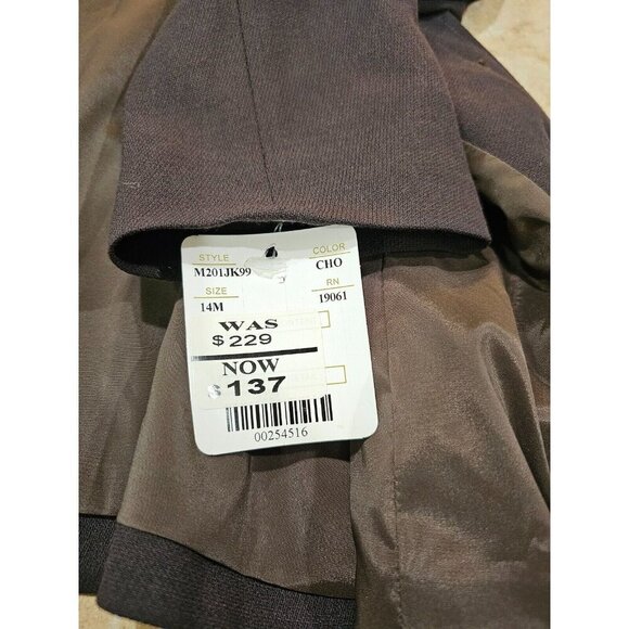 NWT‎ Women's Doncaster 100% Wool Blazer Jacket Lined Brown Size 14 - Picture 7 of 8